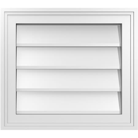 Ekena Millwork Vertical Surface Mount PVC Gable Vnt: Non-Functional, w/2"W x 1-1/2"H, Brickmould Frame, 18"W x 16"H GVPVE18X1602SN